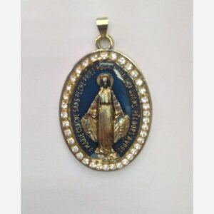 Medalha Nsra. das Graças Azul com Strass 4,8cm
