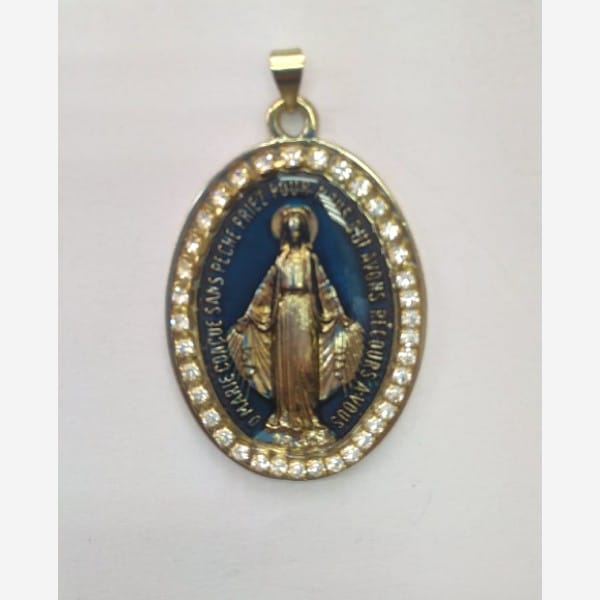 Medalha Nsra. das Graças Azul com Strass 4,8cm